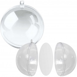 10 Bola esfera acrílica 6,5 cm de diâmetro com Molde Suporte central para foto - Bola de Acrílico Transparente