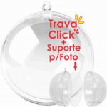 10 Bola esfera acrílica 6,5 cm de diâmetro com Molde Suporte central para foto - Bola de Acrílico Transparente