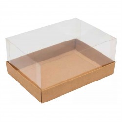 5 Caixas 18x13x6,5 para Presentes Tampa Transparete - Fundo Kraft