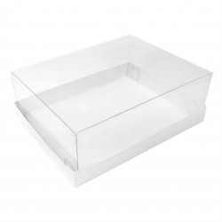 5 Caixas 18x13x6,5 para Presentes Tampa Transparete - Fundo Branco
