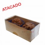 Atacado 500 Caixas para 2 doces tampa transparente fundo Kraft 8X4X3 cm