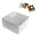 500 Caixas para 4 doces tampa transparente 8X8X4 cm com Fundo Branco