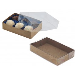 10 Caixas Kraft e Acetato 12X8X3 cm para 6 doces