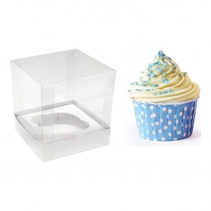 25 Caixas de Acetato 6x6x7 cm e papelão para Mini cupcake com Berço para encaixar o produto