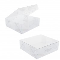 20 Caixas de Acetato 9x9x3 cm tampa com sistema abre e fecha fácil