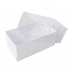 25 Caixas com fundo branco e tampa transparente 14X8X6 cm