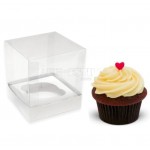 20 Caixas de Acetato e papelão Branco para cupcake com Berço para encaixar o produto medidas 7,5x7,5x7,5 cm