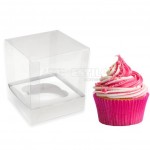 10 Caixas de Acetato e papelão Branco para cupcake com Berço medidas 7,5x7,5x7,5 cm