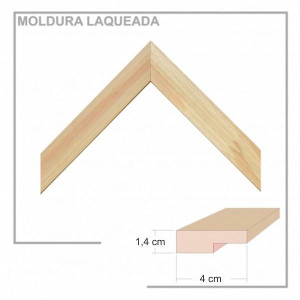 Moldura em Barra cor Madeira Clara em Madeira Laqueada Perfil 4x1,4 cm - Barras com 2,7 m