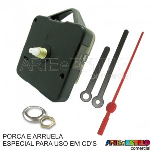 10 Maquinas de relogio QUARTZ (Tic-Tac) PARA USO EM CD'S eixo 13 (5,5 mm de rosca) com alça