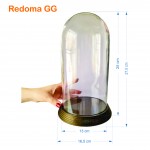 Redoma Cúpula de Acrílico Gigante com Base Dourada - Modelo GG - 26,5 cm