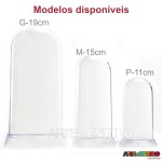 05 Redoma Cúpula de Acrílico com Base Transparente  Modelo P 11 cm 