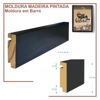 Moldura em Barra cor Preta para Caixa de Rolhas Perfil 4,3x1,2 cm - Barras com 2,7 m