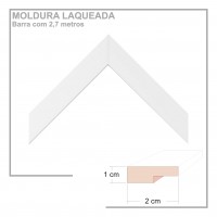 Moldura em Barra cor Branca em Madeira Laqueada Perfil 2x1 cm - Barras com 2,7 m