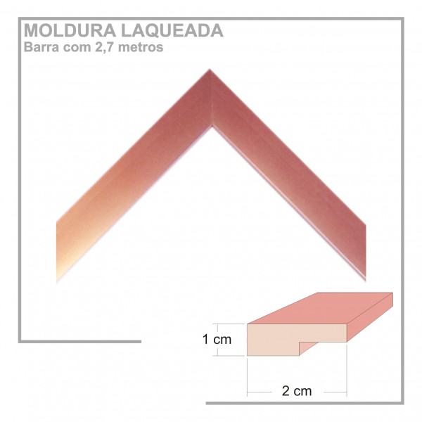 Moldura em Barra cor Rose Gold em Madeira Laqueada Perfil 2x1 cm - Barras com 2,7 m