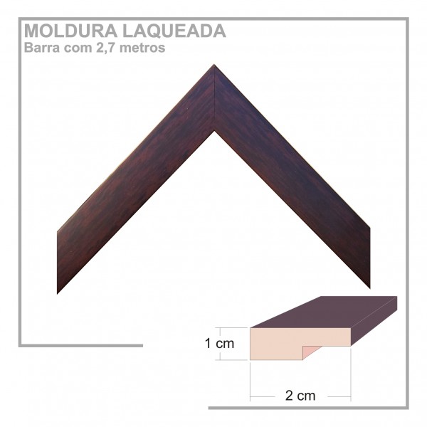 Moldura em Barra cor Marrom em Madeira Laqueada Perfil 2x1 cm - Barras com 2,7 m