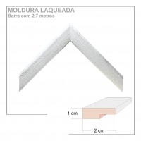 Moldura em Barra cor Prata em Madeira Laqueada Perfil 2x1 cm - Barras com 2,7 m