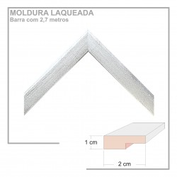 Moldura em Barra cor Prata em Madeira Laqueada Perfil 2x1 cm - Barras com 2,7 m