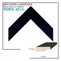 Moldura em Barra cor Preta em Madeira Laqueada Perfil 4x1,4 cm - Barras com 2,7 m