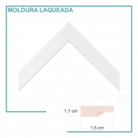 Moldura em Barra cor Branca em Madeira Laqueada Perfil 1,5x1,1 cm - Barras com 2,7 m