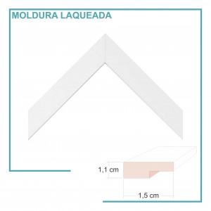 Moldura em Barra cor Branca em Madeira Laqueada Perfil 1,5x1,1 cm - Barras com 2,7 m