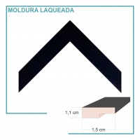 Moldura em Barra cor Preta em Madeira Laqueada Perfil 1,5x1,1 cm - Barras com 2,7 m