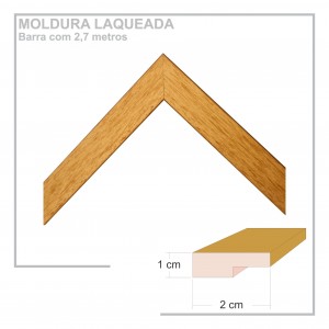 Moldura em Barra cor Dourada em Madeira Laqueada Perfil 2x1 cm - Barras com 2,7 m