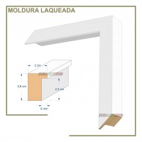 Moldura Caixa em Barra cor Branca em Madeira Laqueada Perfil 2x2,8 cm - Barras com 2,3 m