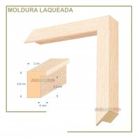 Moldura Caixa em Barra cor Madeira Natural em verniz Acetinado Perfil 2x2,8 cm - Barras com 2,7 m