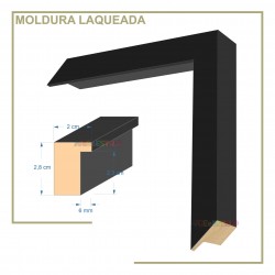 Moldura Caixa em Barra cor Preta em Madeira Laqueada Perfil 2x2,8 cm - Barras com 2,3 m
