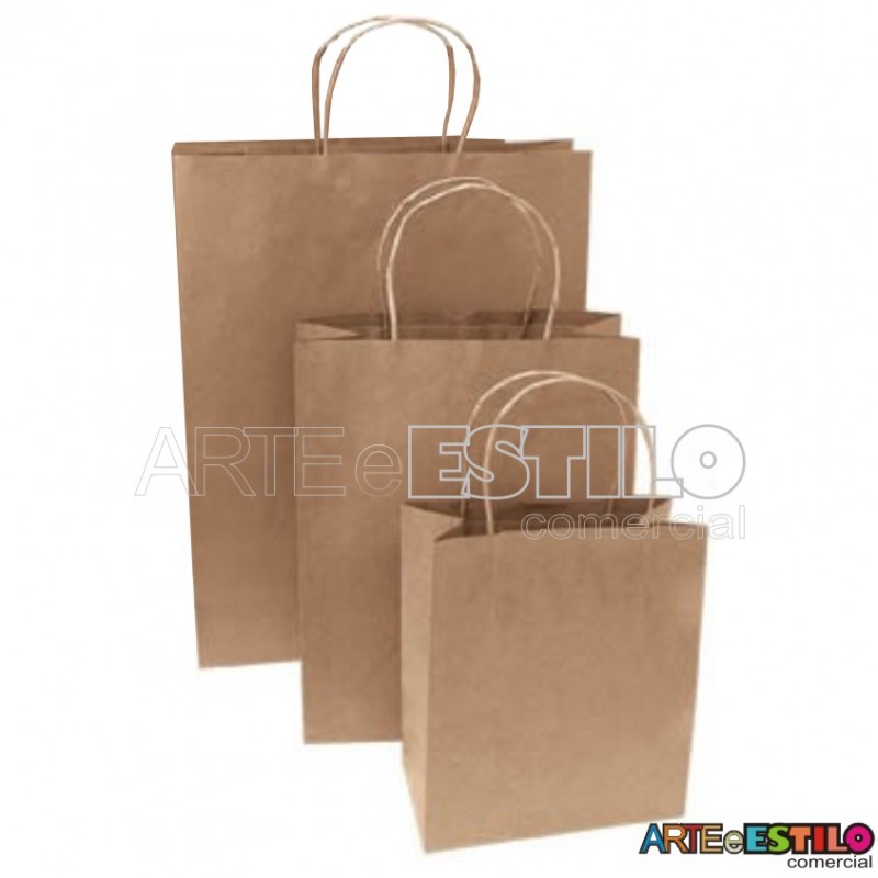 Hearing Framework irony Emb. c/ 10 Sacolas de papel Kraft Natural "P" 14x08x16 cm